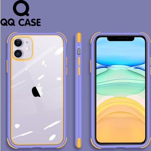 New Clear Tempered Glass Case For iphone 12 MINI 11 Pro Max 6 6S 7 8 Plus SE 2 2020 X XS XR XS MAX Contrast Frame Protect Case