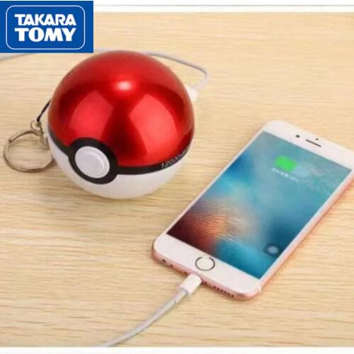 Takara Tomy Pokemon 20000 MAh Pokemon Ball Power Bank Projection Pikachu Anime Mini Cartoon Creative Power Bank