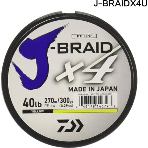 Daiwa Fishing Line J Braid X4 270 m Fluorescent PE Braided Fishing Line 4 Strand Carp Fishing Line