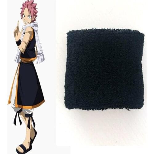 Fairy Tail Natsu Dragneel Cosplay Costume Black Wristband Anime Wrist Guard Cuff Halloween Carnival Costume Accessory