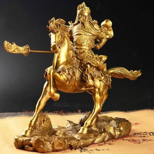 Copper statue of Guan Yu, ornaments, Guan Gong, the God of wealth, statues, Buddha figurine, 2 size optional