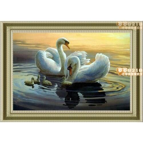 Top Quality lovely classical 14CT 11CT 18CT 16CT counted cross stitch kit swan family swans love