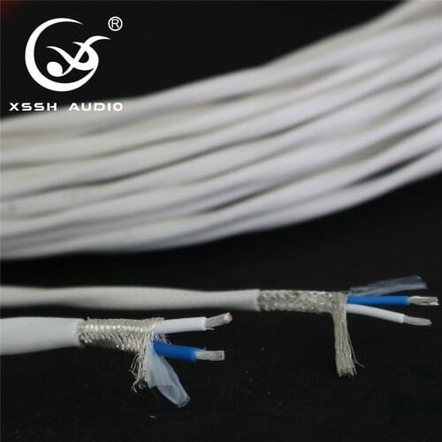 XSSH audio OFC pure copper plated silver 4mm 6mm 2 core Silver Plated Audio Cable Line Wire Cord