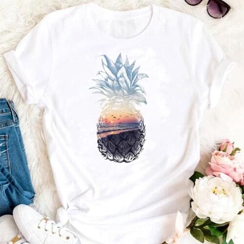 Women Summer Pineapple Fruit Printing Ladies 90s Cartoon Clothes Tshirts Fashion Graphic T Top Lady Print Female Tee T-Shirt