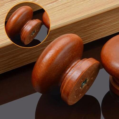 1pc Wooden Knob Drawer Pulls Cabinet Wardrobe Handle Round Knobs Kitchen Furniture Hardward