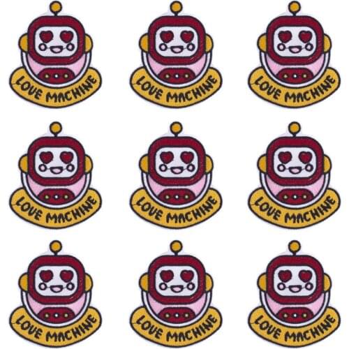 10Pcs/Set Cartoon Robot Alarm Clock Patch For Clothing Iron On Embroidered Patches For Clothes Appliques For DIY T-shirt Badges