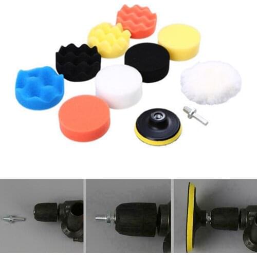 11pcs/set Car Polishing Pad 3-inch Polishing Disc Self-adhesive Wheel Glaze Wool Waxing For Waxing Sealing Sponge Set Polis B2Q2
