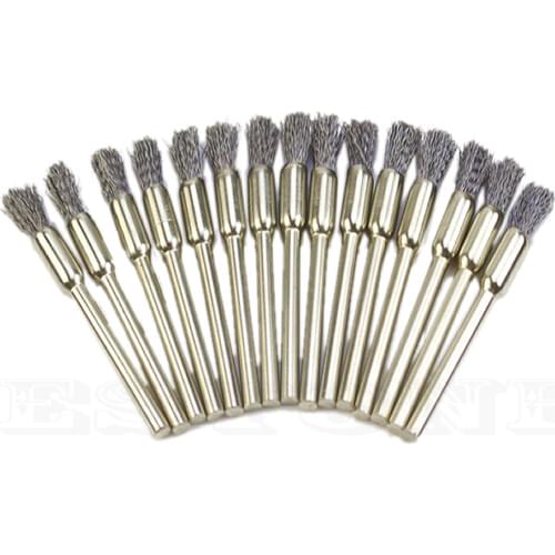 15x Steel Pencil Wire Wheel Cup Brushes Accessories for Polished Rotary Tool Kit