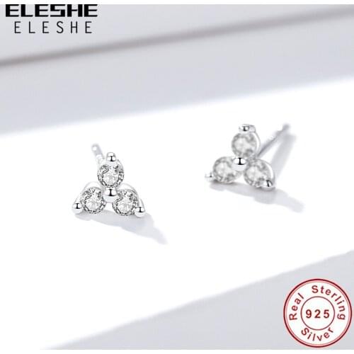 2020 New 925 Sterling Silver Stud Earrings with Crystal CZ Small Lotus Flower Earrings for Women Wedding Party Jewelry