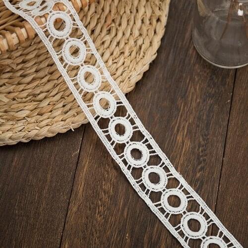 3 yard 40mm wide Water soluble Circle Hollow Embroidered Trim Ribbon for Diy Craft Curtain Clothing Sewing Accessories Decor