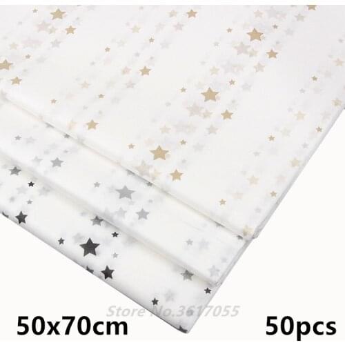 50pcs Gold Stars Translucent Tissue Paper Flower Wrapping Paper Gift Packaging Paper Craft Paper Roll Wine Clothing Wrapping