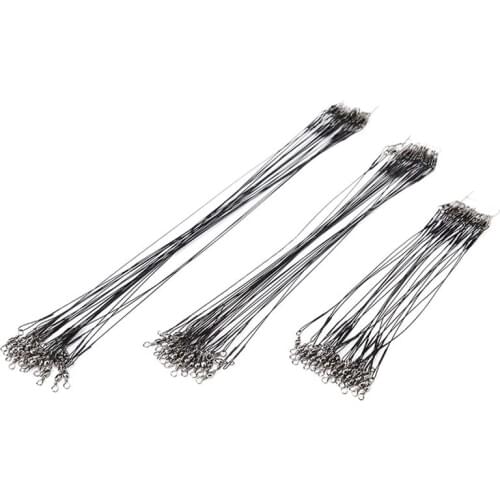 72Pcs Anti-bite Fishing Lure Wire Trace Leader Swivel Stainless Steel Rolling Swivels for Spinning Pike Fishing 15/20/25cm