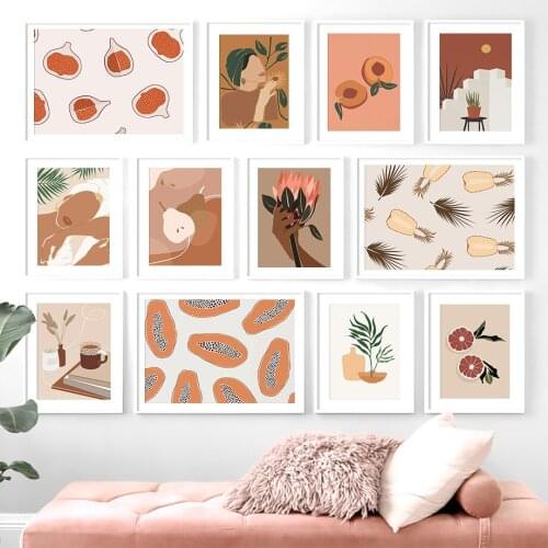 Abstract Minimalist Girl Fruit Canvas Painting Decorative Wall Art Posters For Living Room Decoration Home Decor