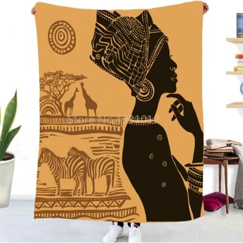 African Girl Sherpa Blanket Bedspread Flannel Plush Soft Comfortable Home Camping Aircraft Blanket 150x200cm