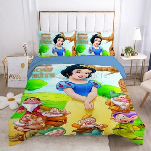 Snow White Princess Cinderella Comforter Duvet Cover Sets Single Double Queen King Size Bedding Set Children Girls Bedroom