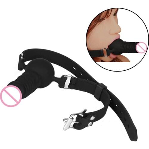 Adult Games Safe Silicone Dildo Mouth Gag Sex Mouth Plug Masturbation Oral Penis Balls Gag Sex Toys for Women Adult Sex Bondage