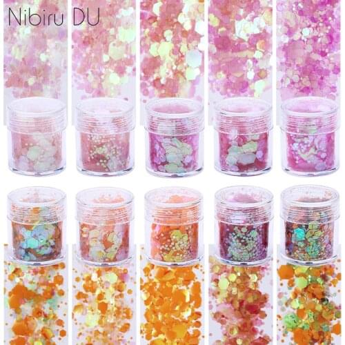 5 Box/set Nail Mermaid Glitter Flakes Jewelry Fillings Hexagon Glitters Bling Loose Sequins Spangles Nails Art Decorations