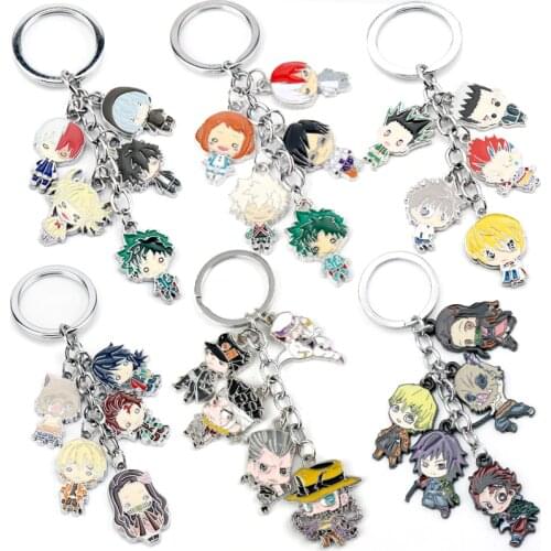 Anime Trinket Keychain Demon Slayer/My Hero Academia/ Bizarre Adventure/The Seven Deadly Sin Keyrings Bags Car Key Chain Llavero