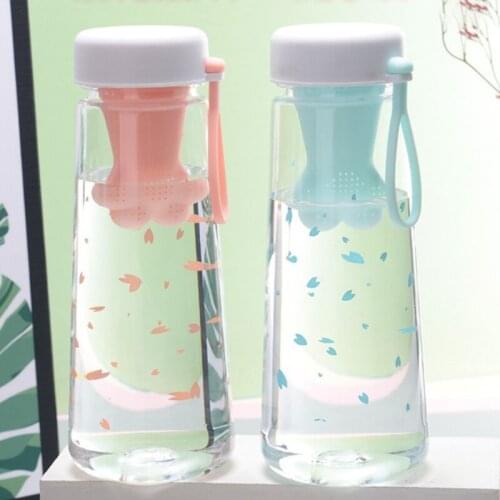 550ml Creative Cute Cat Claw Tea Filter Plastic Cup Kawaii Cherry Blossoms Portable Leak-Proof Water Bottle