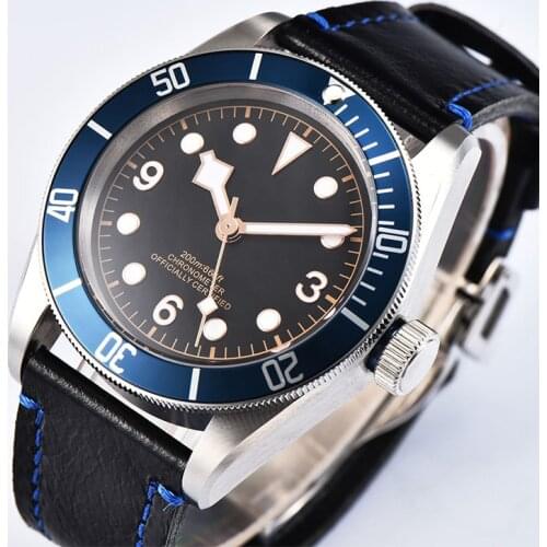 CORGEUT Luxury Military Watch Mens Automatic Mechanical Sports Luminous Waterproof NH35A Clock Leather Watch Mens Red 2010B