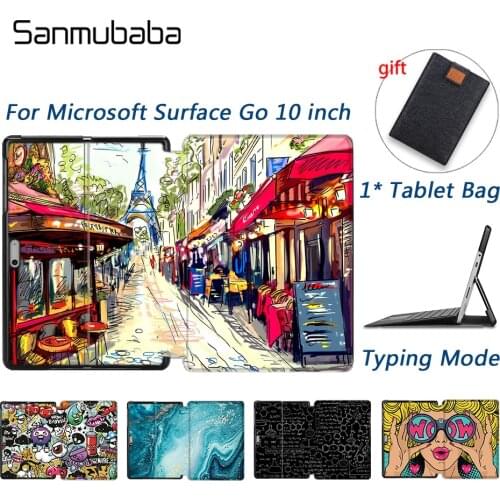 Sanmubaba Case For Microsoft Surface go 10 inch PU Leather Folio Flip Stand Cover Protective Shell Fundas + Tablet Bag