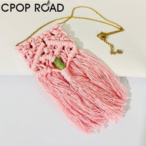 Cpop Handmade Macrame Tassel Necklace for Women Cotton Bohemian Long Sweater Chain Ethnic Fashion Boho Accessories Hot Sale Gift