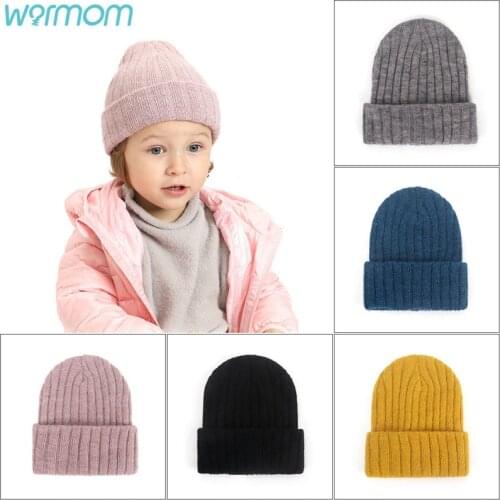 Warmom Kids Winter Hat Baby Cap Cotton Knit Beanie Hats For Toddler Boy Girls Spring Autumn Winter Headwear Newborn Baby Hats
