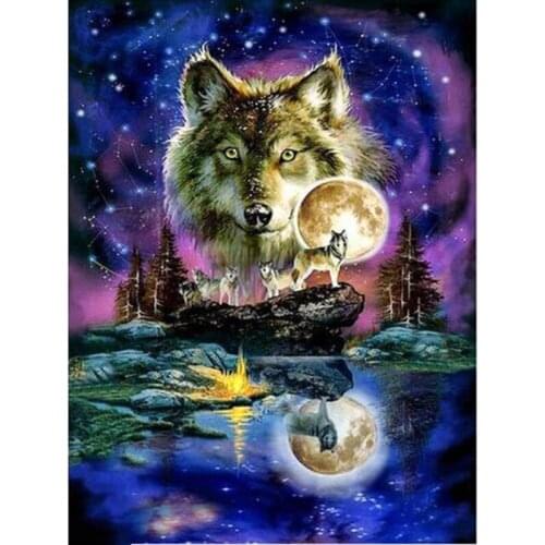 DIY Diamond Painting Wolf Scenery Full Drill Rhinestone cross stitch kits handmade embroider Crafts love gift