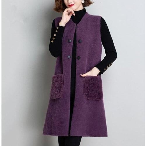 Long Waistcoat Jacket Female Autumn Winter Large Size Imitation Mink Wool Sweater Knitted Vest Fashion Sleeveless Outerwear M669