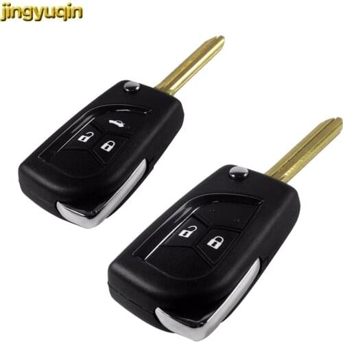 Jingyuqin Flip Car Key Shell Fob Modified for Toyota Camry RAV4 Corolla Crown REIZ Hilux Yaris Avalon Echo Prado TOY43 Blade