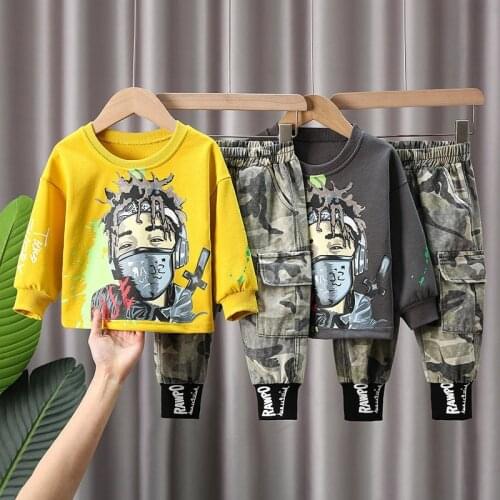 Baby Boy Clothes Set Spring and Autumn Cotton Suit 0-4 Years Boy Cartoon Printed Sweater Children Jogging Outfit Suit