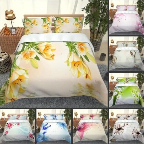 Bedding set king size duvet cover set romantic rose flower Printed quilt cover Adult Couple Bedlines sets 2/3 piece duvet covers