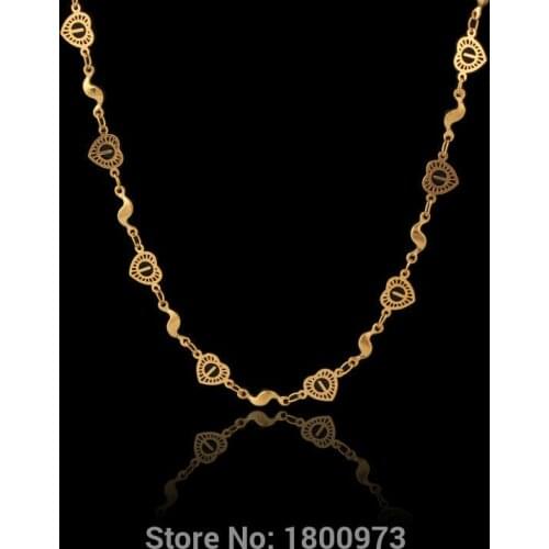 Hot Sale Heart Charms Necklaces Women Jewelry Romantic Gift Gold Color Link Chain Collares Necklaces Free Shipping