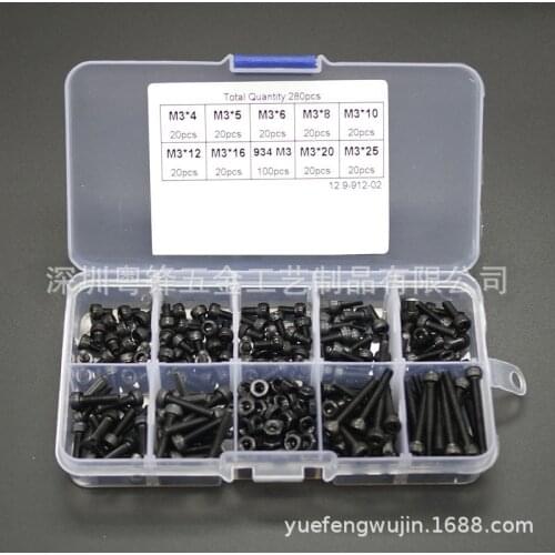 M3 Screws Assortment Set 280PCS Hex Socket Head Cap Screws Bolts Nuts Washers Assortment Kit