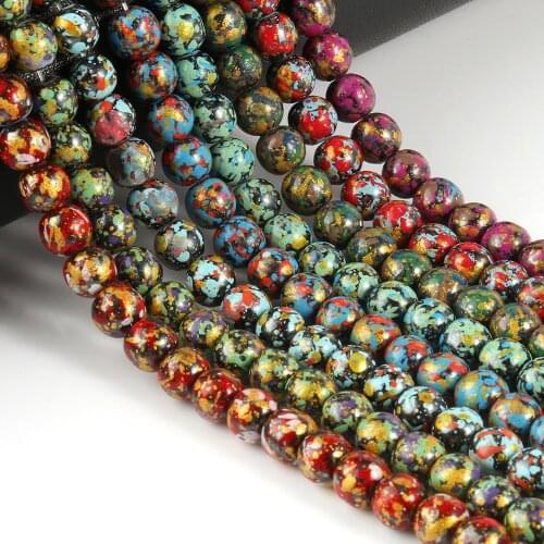 Natural Draw Oil Gallstone Beads 6/8mm Round Loose Beads For Women Jewelry Making Diy Charm Necklace Bracelets Accessories 15