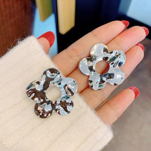 Unusual Earring 2021 Trend Goth Piercing Stainless Steel Earrings For Women Geometry Jewelry Pendant Vintage Undefined Flower