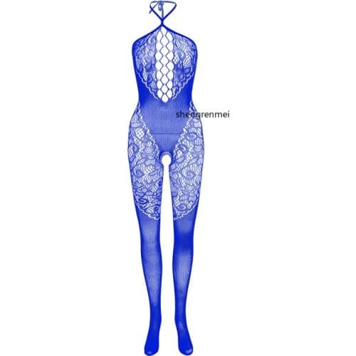 New Mens Halter Neck Strap Nighties Sexy Embroidery One-piece Lingerie Fishnet Bodysuit Suspenders Male Pantyhose Hollow Pajama