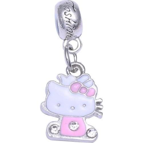 New Panjia style KT cat girl bracelet accessories DIY crystal beaded bracelet beads charms for jewelry making bulk