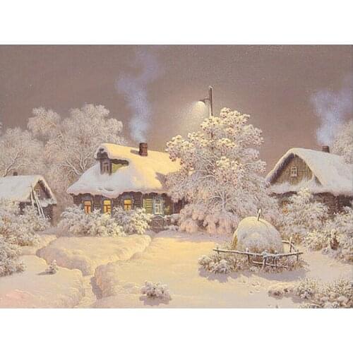 New Arrival 5D Round Diamond Painting Cross Stitch Snow House Kit DIY Set Embroidery Rhinestone Home Decor Needlework