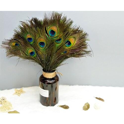 Peacock Feather DIY Decorative Earrings Necklace Clothing Hat Wedding Party Family Wreath Home Decor Natural Feather 25-30cm