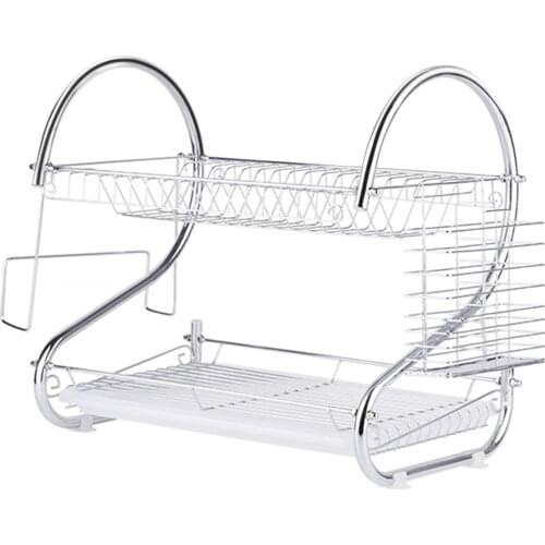Behogar Dish Drying Rack 2 Tier Stainless Steel Dish Rack with Utensil Holder Cup Holder Dish Drainer for Kitchen Counter Top