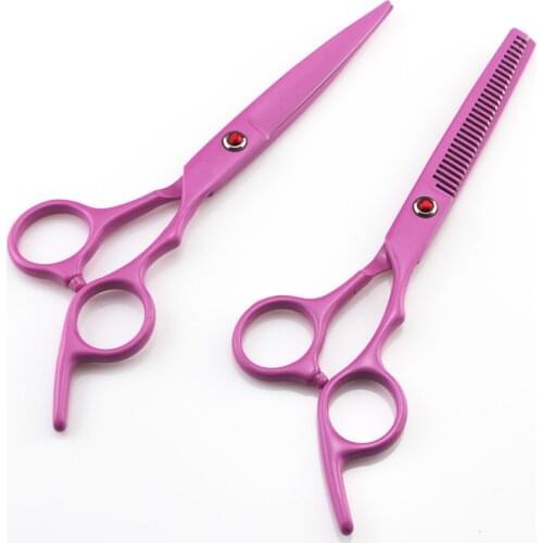 Professional 6 inch pink haircut thinning scissor clipper hot shears cutting barber cut hair scissors set hairdressing scissors