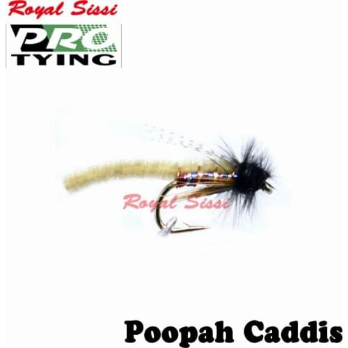 Royal Sissi 5pcs/box PRO TYING 12#poopah caddis flies fly fishing nymph fly sinking caddis nymphs trout fishing insect lure bait