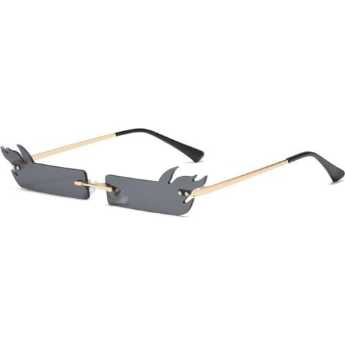New personality small frame rectangular flame sunglasses unisex trend concave shape sunglasses colorful street shooting glasses