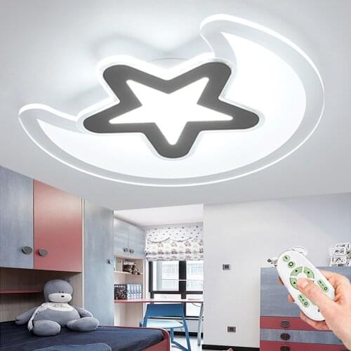 LED Ceiling Lamp Remote Control Modern Childrens Bedroom Lighting Stepless Dimming Moon Design Study Living Room Chandelier 50W