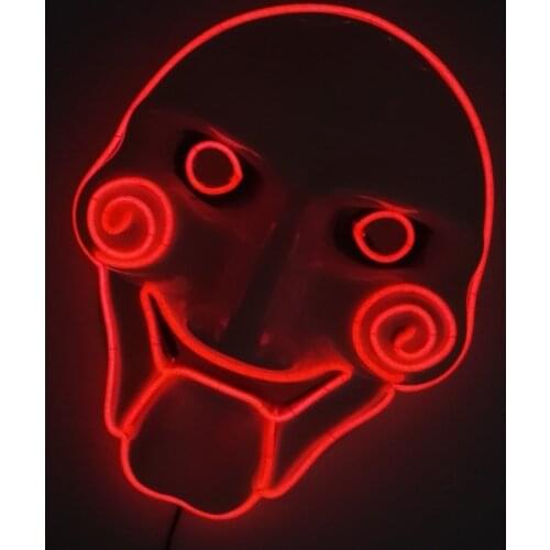 Halloween Glowing Mask Horror Film Cosplay Saw Billy EL Wire Mask 10 Colors Optional