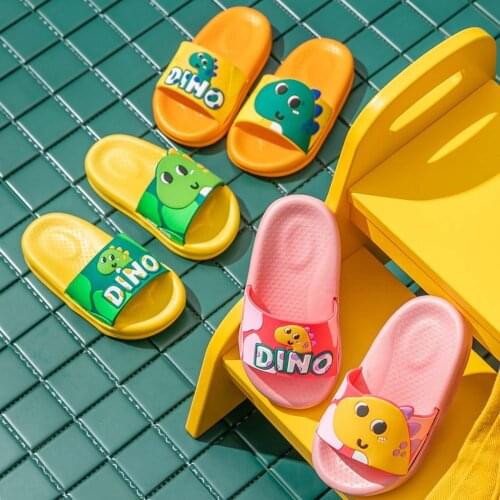 Kids Slippers Cartoon Dinosaur Summer Boy Girls Slipper PVC Non-slip Children Beach Shoes Baby Home Sandals Flip Flops claquette