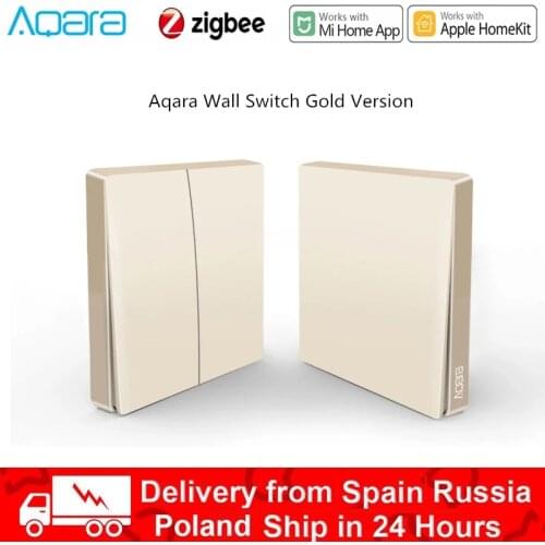 Xiaomi Aqara Smart Wall Switch Gold Version No Neutral Line Light Control Smart Home Wireless Wall Key Zigbee For Apple Homekit