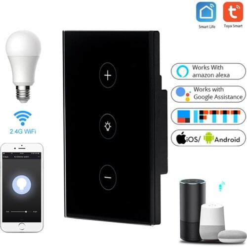US Smart Wifi Touch Switch App Remote Dimmer Switch Voice Control Google Home Alexa Echo Dimmer Switch No Neutral Wire 220V