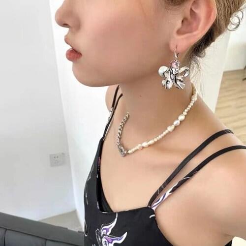 TIMEONLY Unique Design Metal Floral Cubic Zircon Dangle Earrings Multi Color Crystal Charms Earrings Wedding Gifts Jewellery